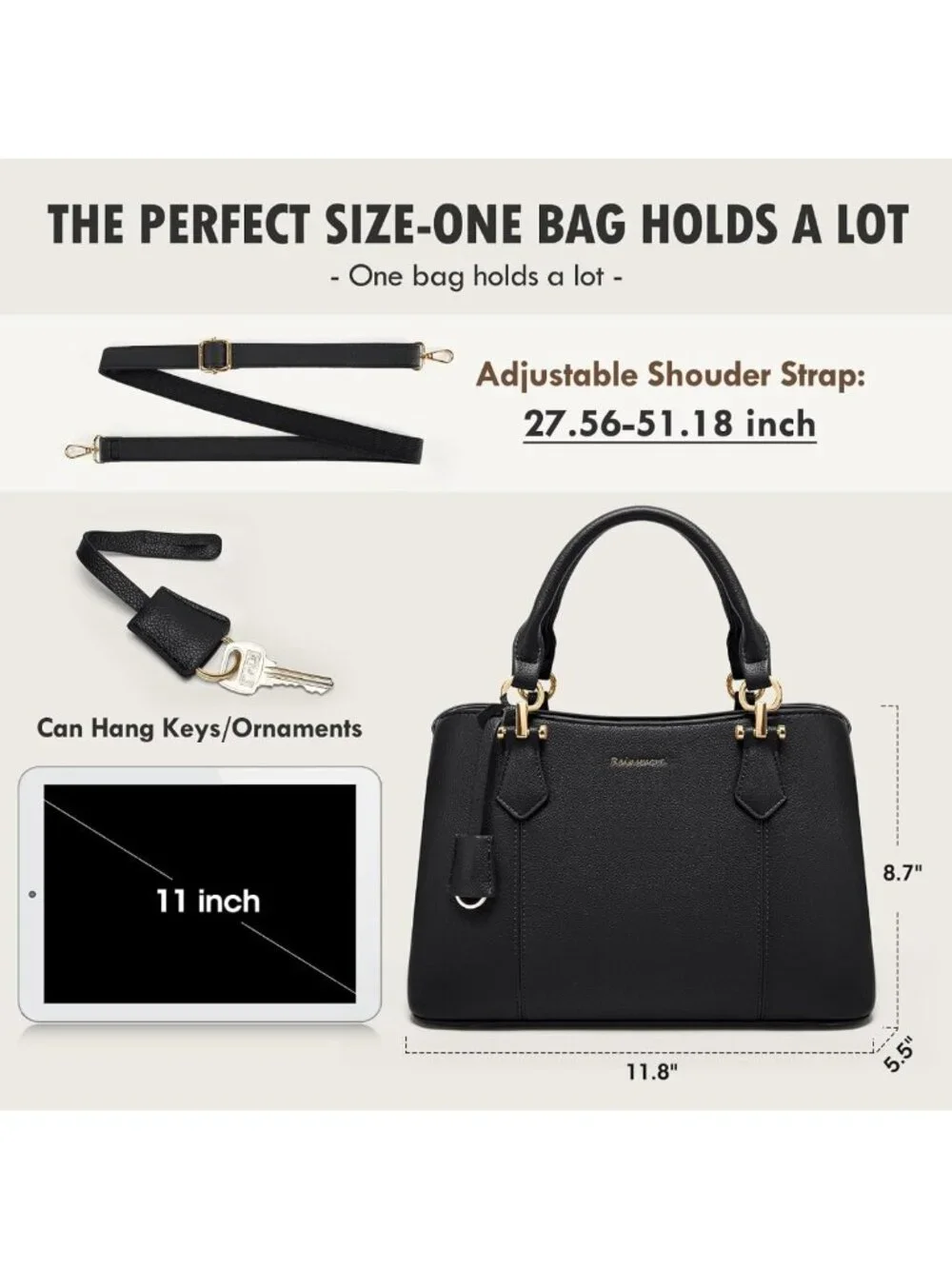 Waterproof Satchel Handbag for Women | Stylish Travel Purse Fits 11